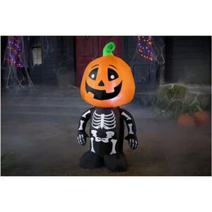 Halloween Pumpkin Boy Skeleton Gemmy Airblown Inflatables LED Yard Decor 3.5 ft